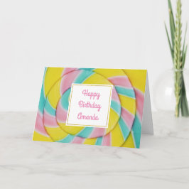 Pastel Rainbow Spiral Candy Geburtstag Karte