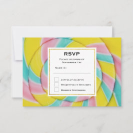 Pastel Rainbow Spiral Candy RSVP Karte