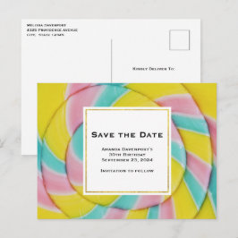 Pastel Rainbow Spiral Save the Date Candy Einladungspostkarte