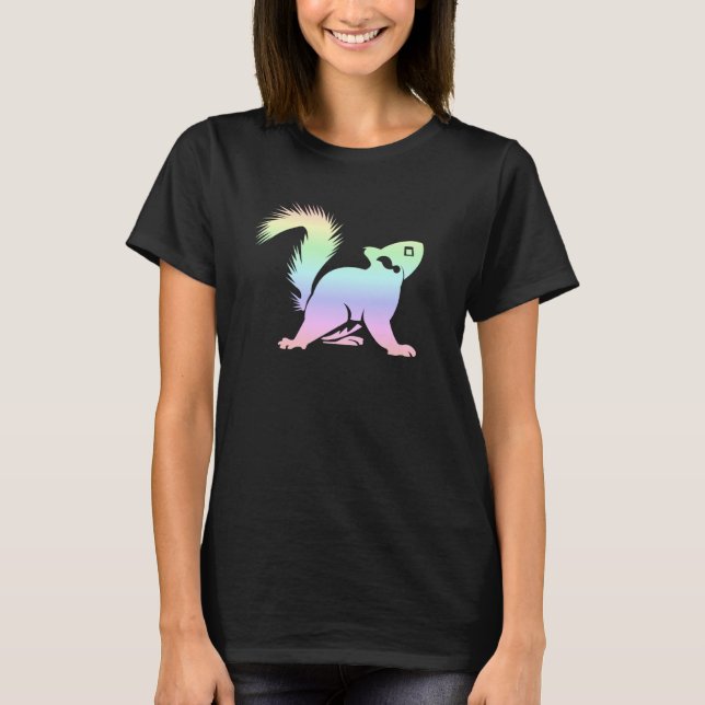 Pastel Rainbow Squirrel Silhouette Cute T-Shirt (Vorderseite)