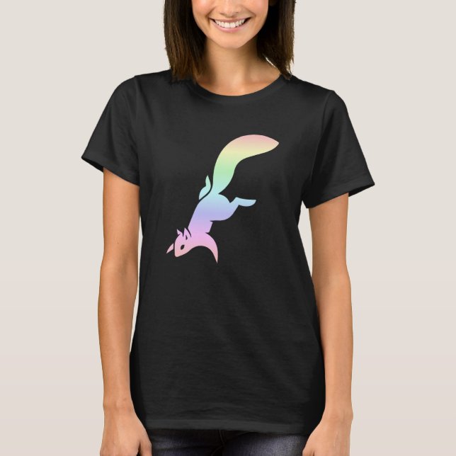 Pastel Rainbow Squirrel Silhouette T-Shirt (Vorderseite)