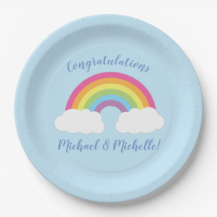 Pastel Rainbow Stars Kinderdusche Einfache moderne Pappteller