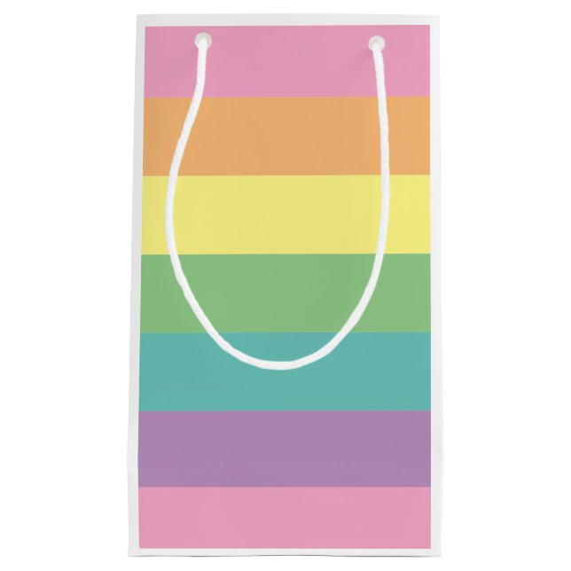 Pastel Rainbow Strift Geschenktasche Kleine Geschenktüte (Vorderseite)