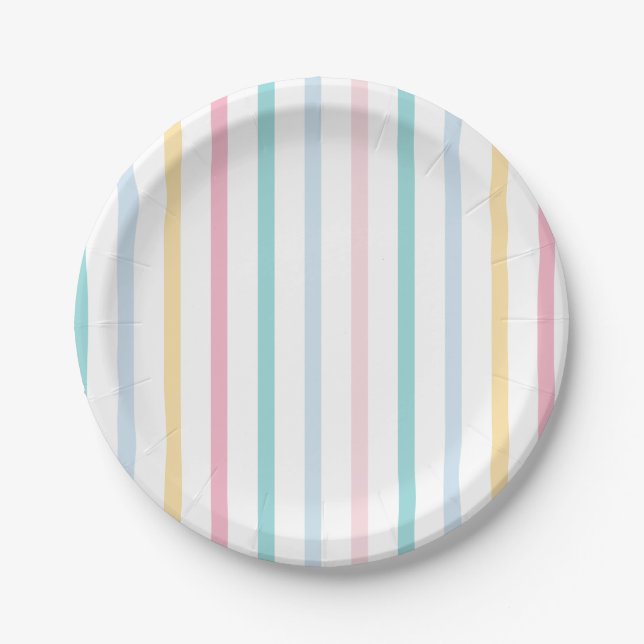 Pastel Rainbow Strip Pappteller (Vorderseite)