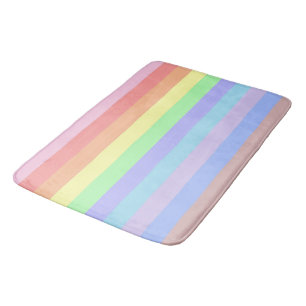 Pastel Rainbow Stripes Badematte