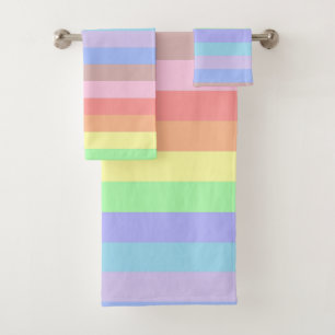 Pastel Rainbow Stripes Badhandtuch Set
