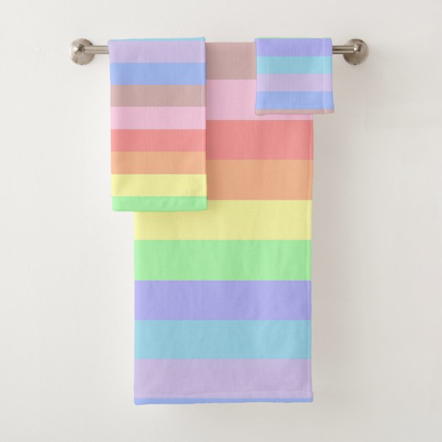 Pastel Rainbow Stripes Badhandtuch Set (Insitu)