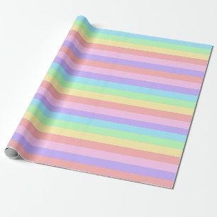Pastel Rainbow Stripes Fairy Kei Birthday Geschenkpapier