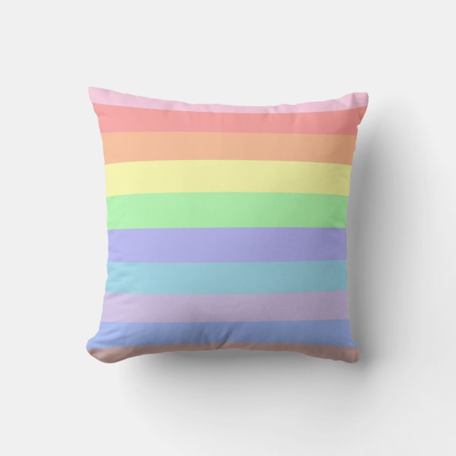 Pastel Rainbow Stripes Kissen (Vorderseite)