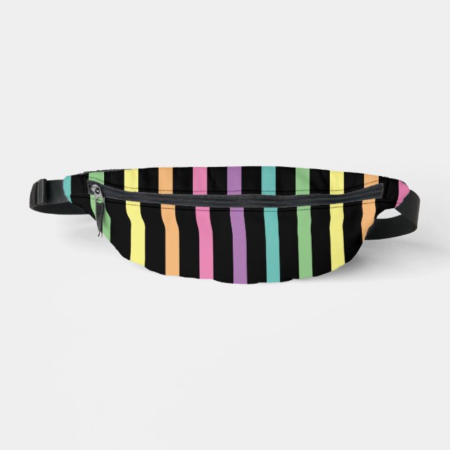 Pastel Rainbow Stripes Motif sur Noir (Recto)