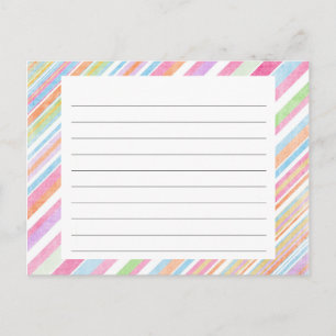 Pastel Rainbow Stripes Rezeptkarte Postkarte
