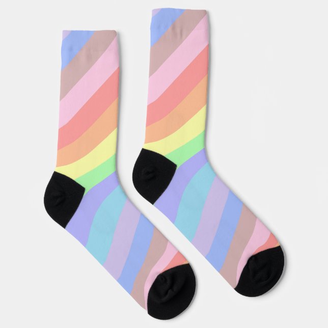 Pastel Rainbow Stripes Socken (Rechts)