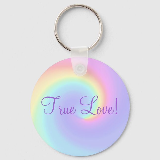Pastel Rainbow Swirl Lesbian Wedding Schlüsselanhä Schlüsselanhänger (Vorderseite)
