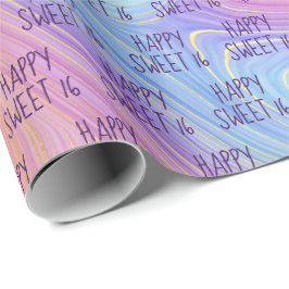 Pastel Rainbow Swirl Sweet 16 Geschenkpapier