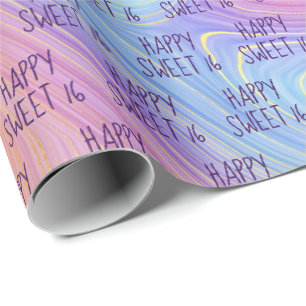 Pastel Rainbow Swirl Sweet 16 Geschenkpapier