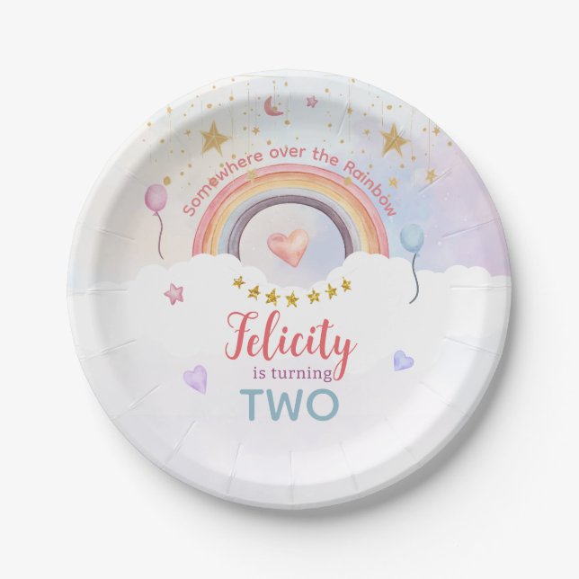 Pastel Rainbow Tie Dye Birthday Pappteller (Vorderseite)