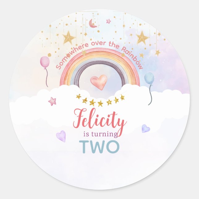 Pastel Rainbow Tie Dye Birthday Runder Aufkleber (Vorderseite)