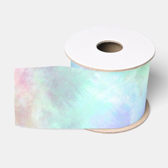 Pastel Rainbow Tie-Dye Watercolor Painting Ripsband (Spule)