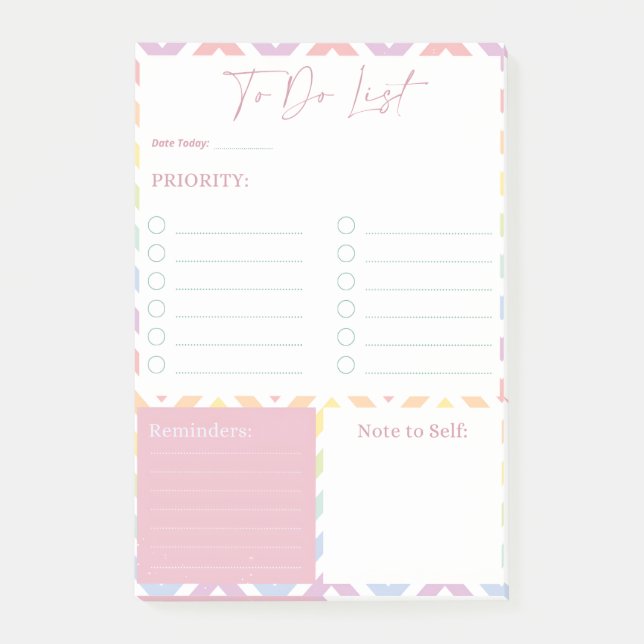 Pastel Rainbow to-Do List Planner Post-it Klebezettel (Vorderseite)