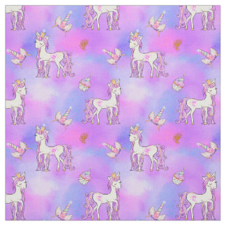 Pastel Rainbow und Hübsche Einhörner Stoff