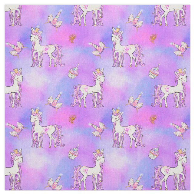 Pastel Rainbow und Hübsche Einhörner Stoff (Muster)