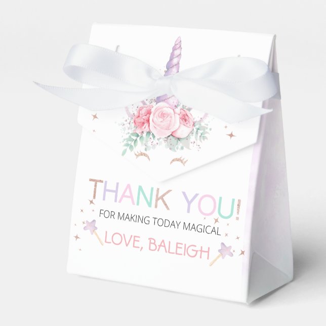 Pastel Rainbow Unicorn Birthday Favor Box Geschenkschachtel (Vorderseite)