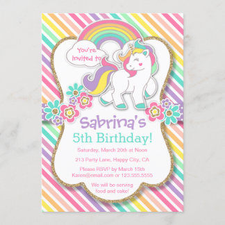 Pastel Rainbow Unicorn Geburtstagsparty Einladung