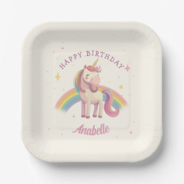 Pastel Rainbow Unicorn Geburtstagsparty Pappteller