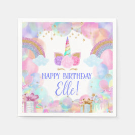 Pastel Rainbow Unicorn Geburtstagsparty Serviette