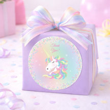 Pastel Rainbow Unicorn Happy Birthday Thank You