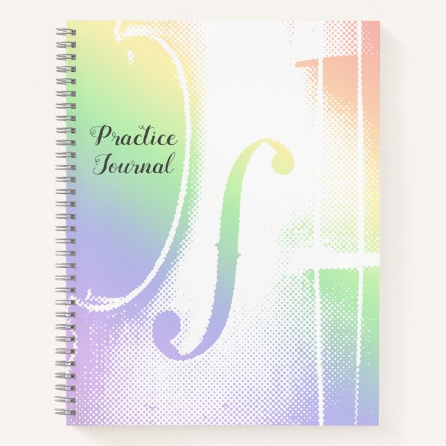 Pastel Rainbow Violin Lesson Practice Journal Notizbuch (Vorderseite)
