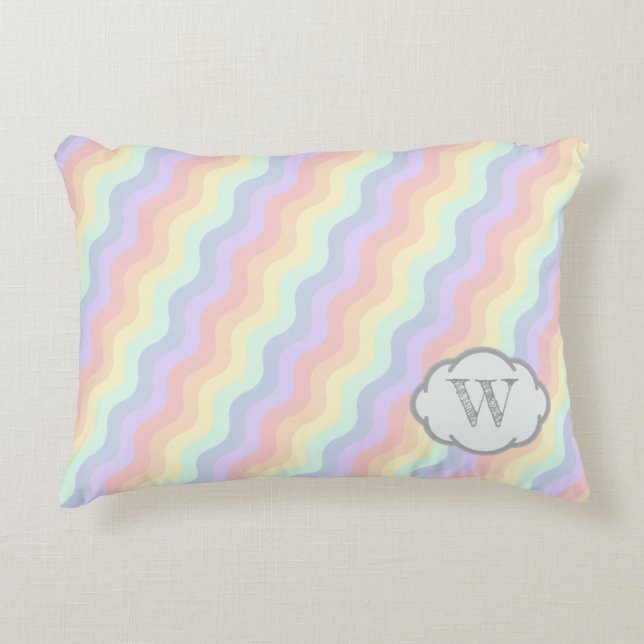 Pastel Rainbow Waves Accent Pillow Dekokissen (Vorderseite)
