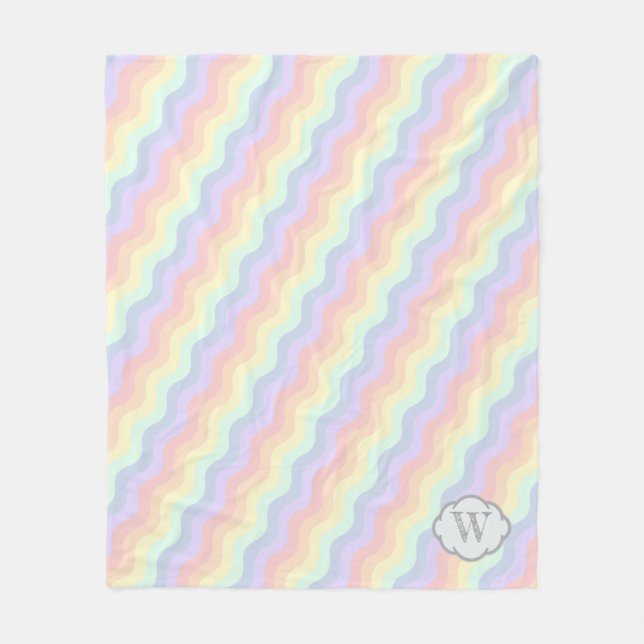 Pastel Rainbow Waves Fleece Blanket (Vorderseite)