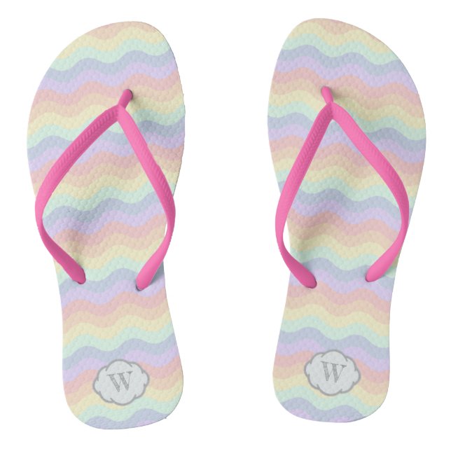 Pastel Rainbow Waves Flip Flops (Fußbett)