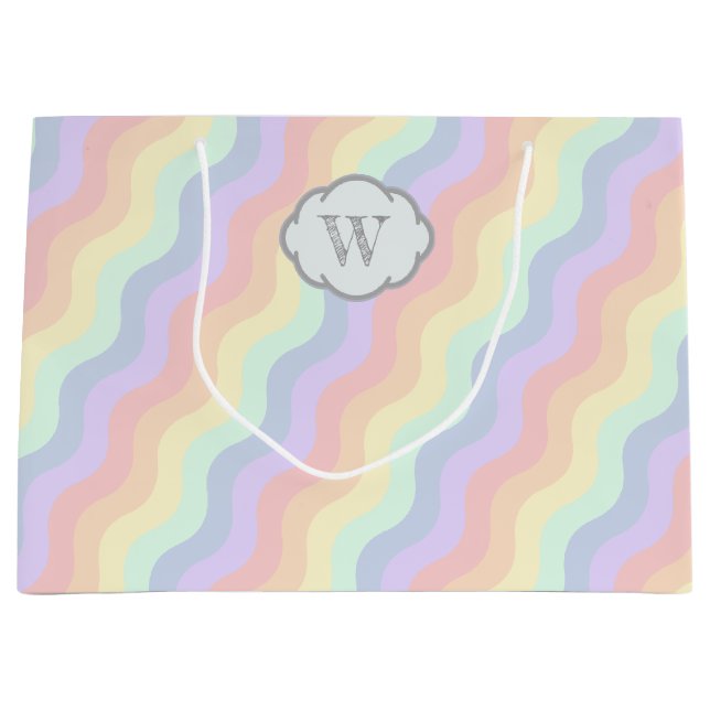 Pastel Rainbow Waves Geschenktasche Große Geschenktüte (Vorderseite)