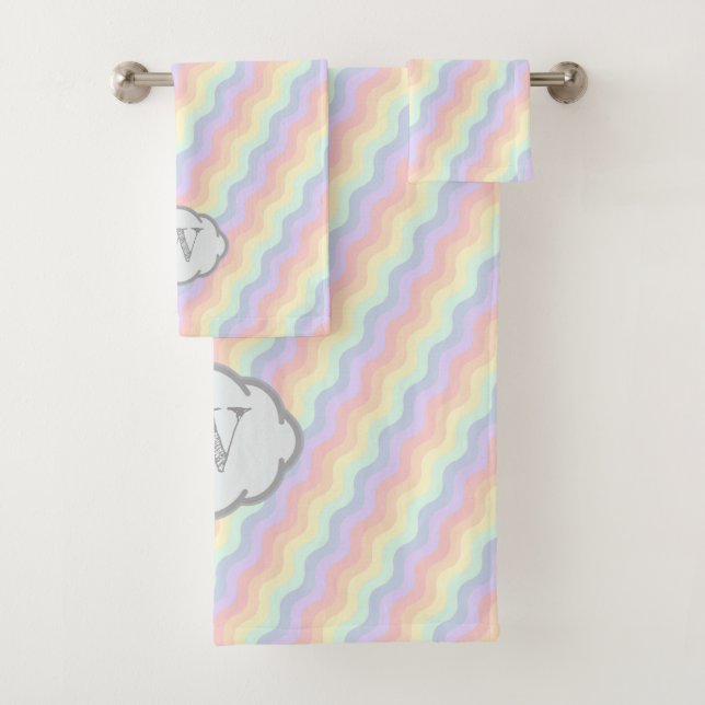 Pastel Rainbow Waves Handtuchhandtuch Set (Insitu)