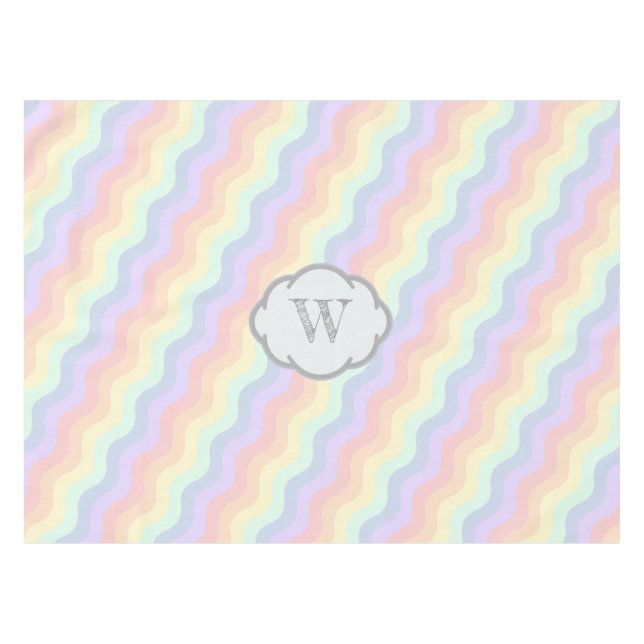 Pastel Rainbow Waves Tablecloth Tischdecke (Vorderseite (Horizontal))