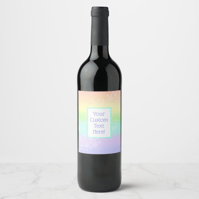 Pastel Rainbow Wedding Custom Wine Labels Weinetikett (Vorderseite)