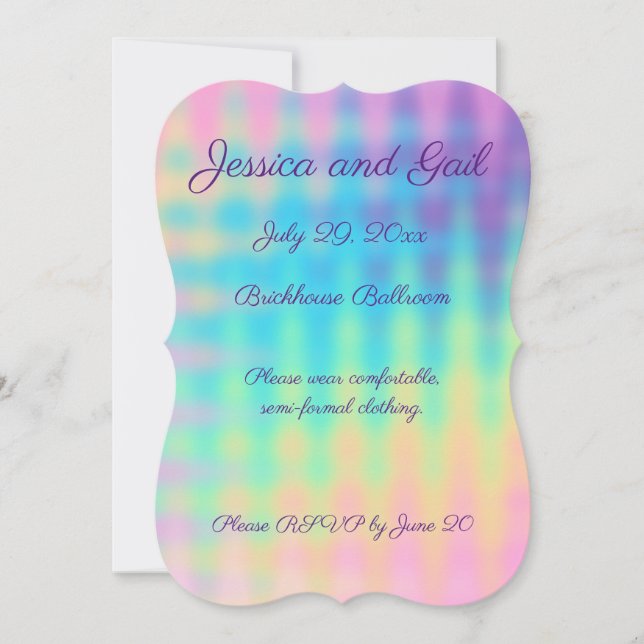 Pastel Rainbow Wedding Einladung (Vorderseite)