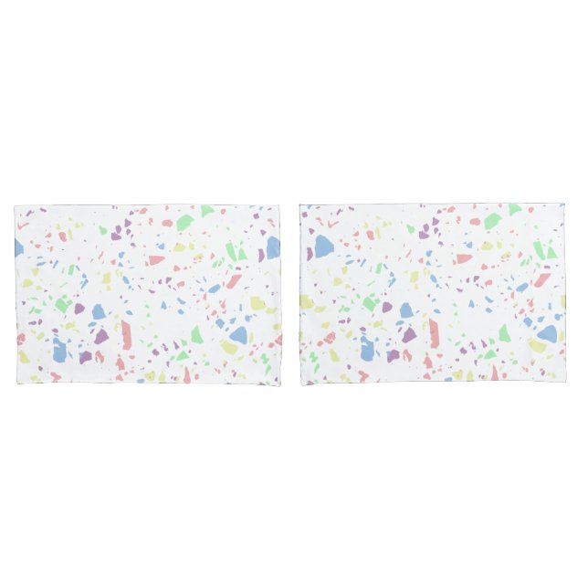 Pastel Rainbow White Abstrakt Terrazzo Muster Kissenbezug (Vorderseite-Set)