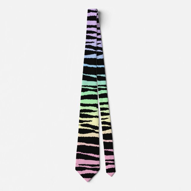 Pastel Rainbow 🦓 Zebra Stripes Krawatte (Vorderseite)