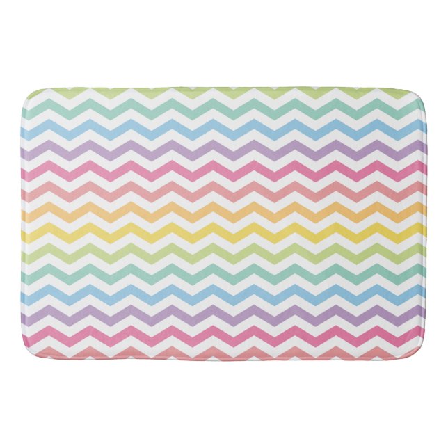 Pastel Rainbow Zickzack Muster Badematte (Vorderseite)