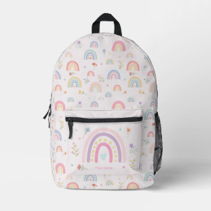 Pastel Rainbows Girly Wildblumen & Hearts School Bedruckter Rucksack