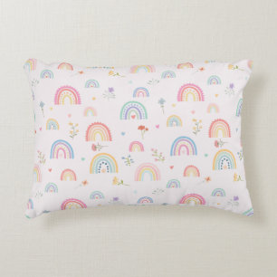 Pastel Rainbows Girly Wildblumen & Herz Dekokissen