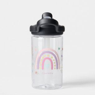 Pastel Rainbows Girly Wildblumen & Herz Trinkflasche