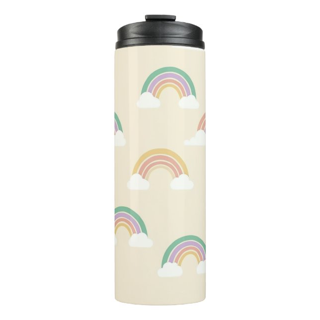 Pastel Rainbows Pattern – Soft Dreamy Color Arc  Thermosbecher (Vorderseite)