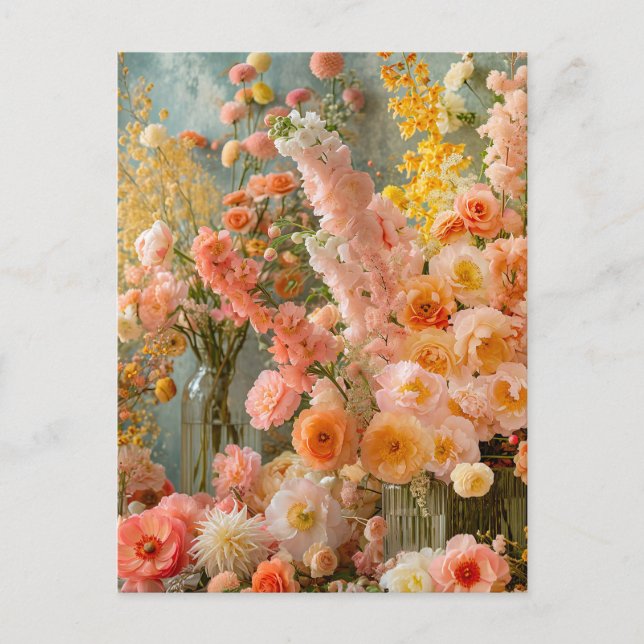 Pastel Ranunculus, Freesia and Dahlia Bouquets Postkarte (Vorderseite)