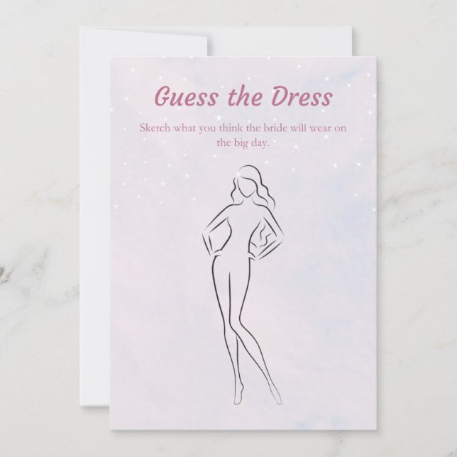 Pastel Raten Sie die Dress Brautparty Game Card Einladung (Vorderseite)