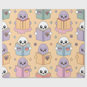 Pastel Reading Retro Ghosts Kawaii Buch Lover Geschenkpapier