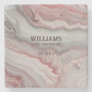 Pastel Red Gray Marble Personalisiert Steinuntersetzer